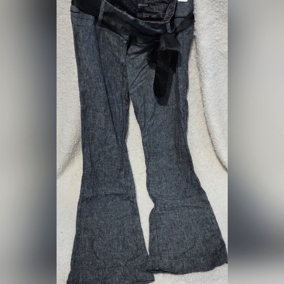 Maurices Linen Wide leg Dress pants. Dark grey, Satiny Belt. Size 5/6 NWOT - Picture 2 of 8